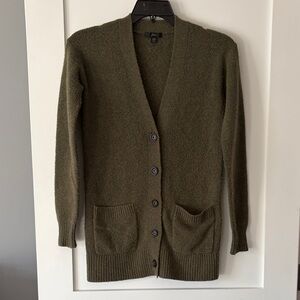 Olive Green J.Crew wool and alpaca Cardigan Sweater - runs big